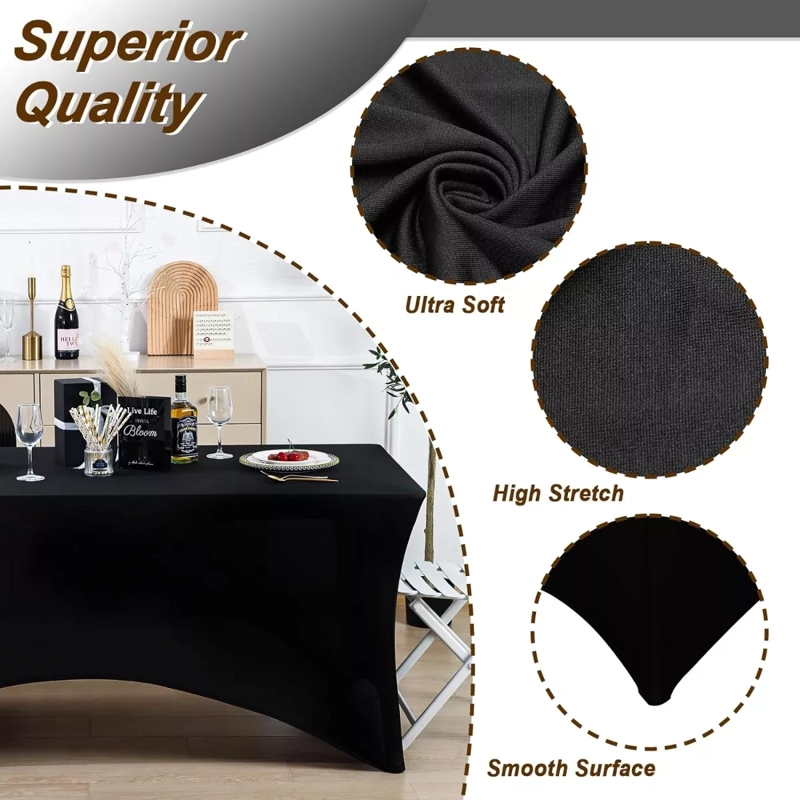 FUNDA LICRA ELASTICA MESAS PLEGABLES ESTANDAR (6FT) NEGRO - 3
