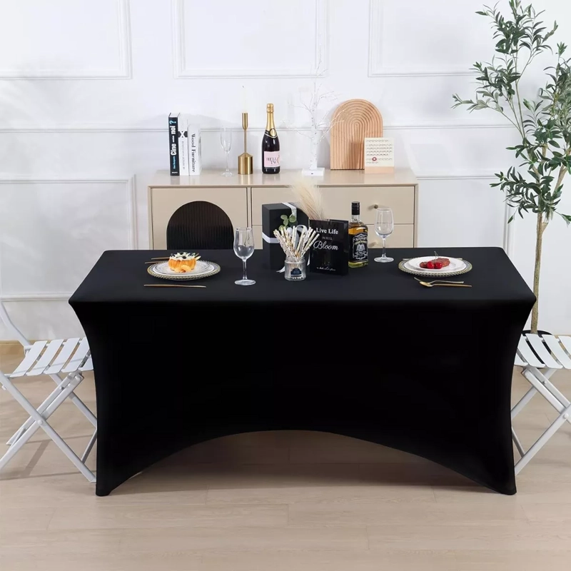 FUNDA LICRA ELASTICA MESAS PLEGABLES ESTANDAR (6FT) NEGRO - 4
