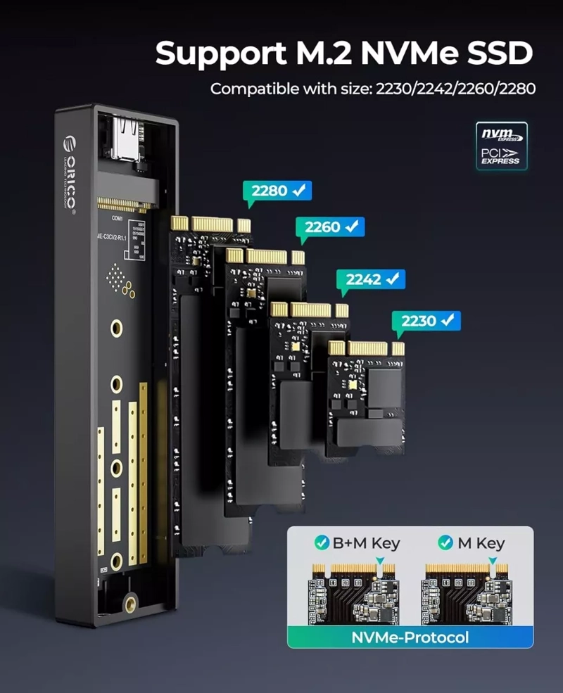 COFRE SSD M.2 PCIE NVME 10GBPS ALUMINIO USB-3 | USB-C ORICO - 2