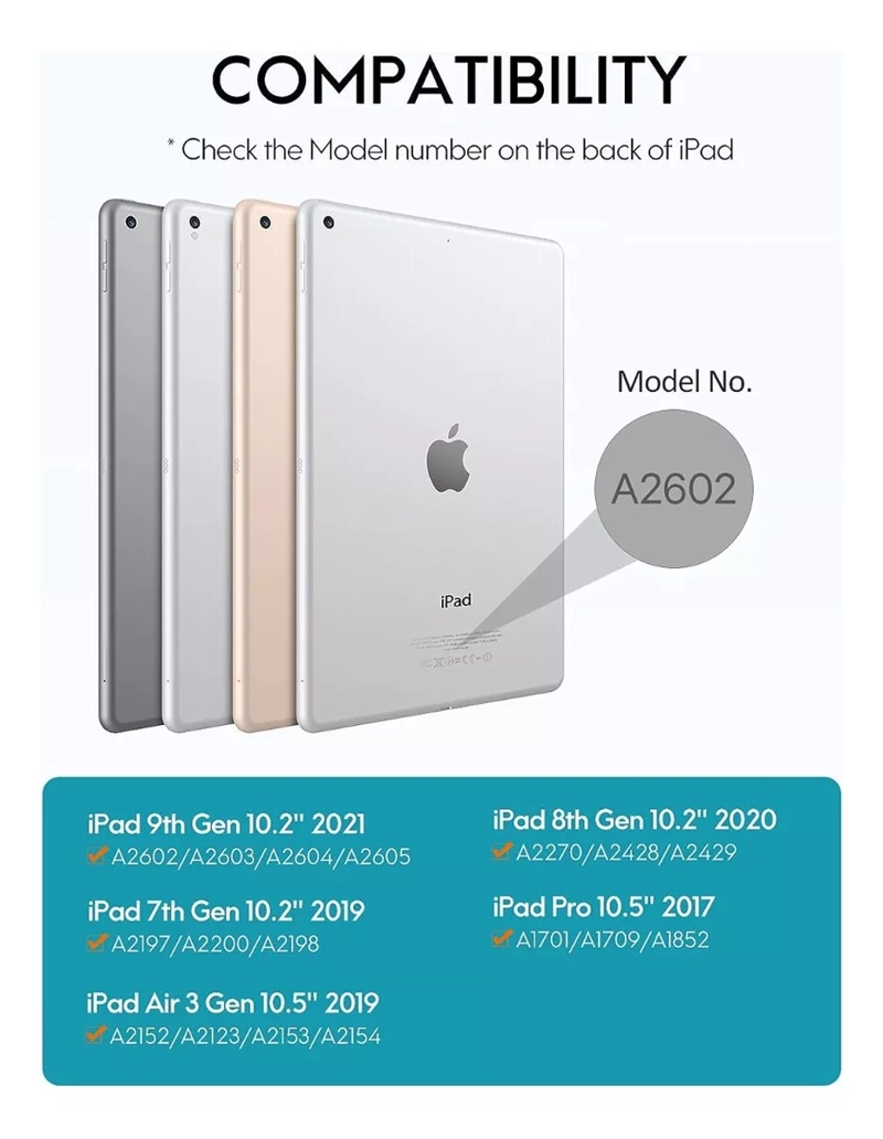 FUNDA CON TECLADO + TOUCHPAD PARA IPAD 10.2 9NA GEN. 2021 - 2