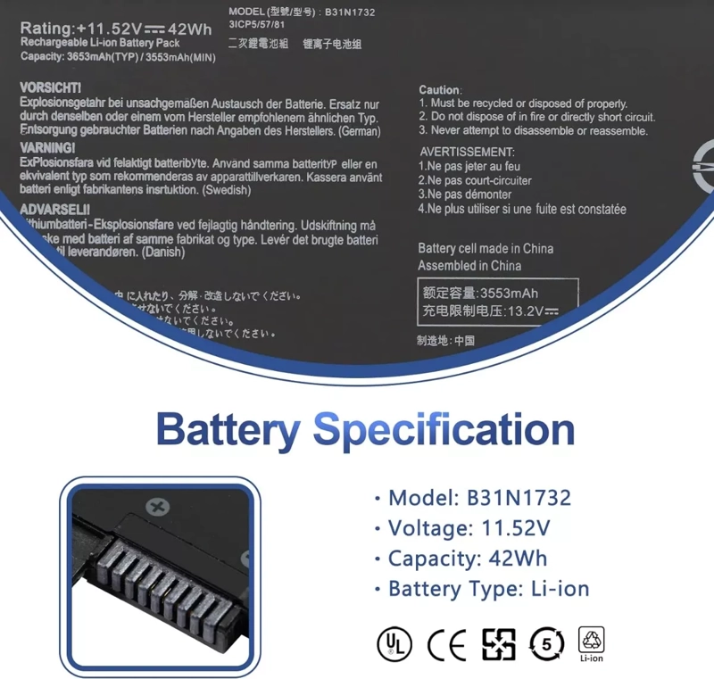 BATERIA ASUS B31N1732 VIVOBOOK S14 S430 X430 SERIES - 3