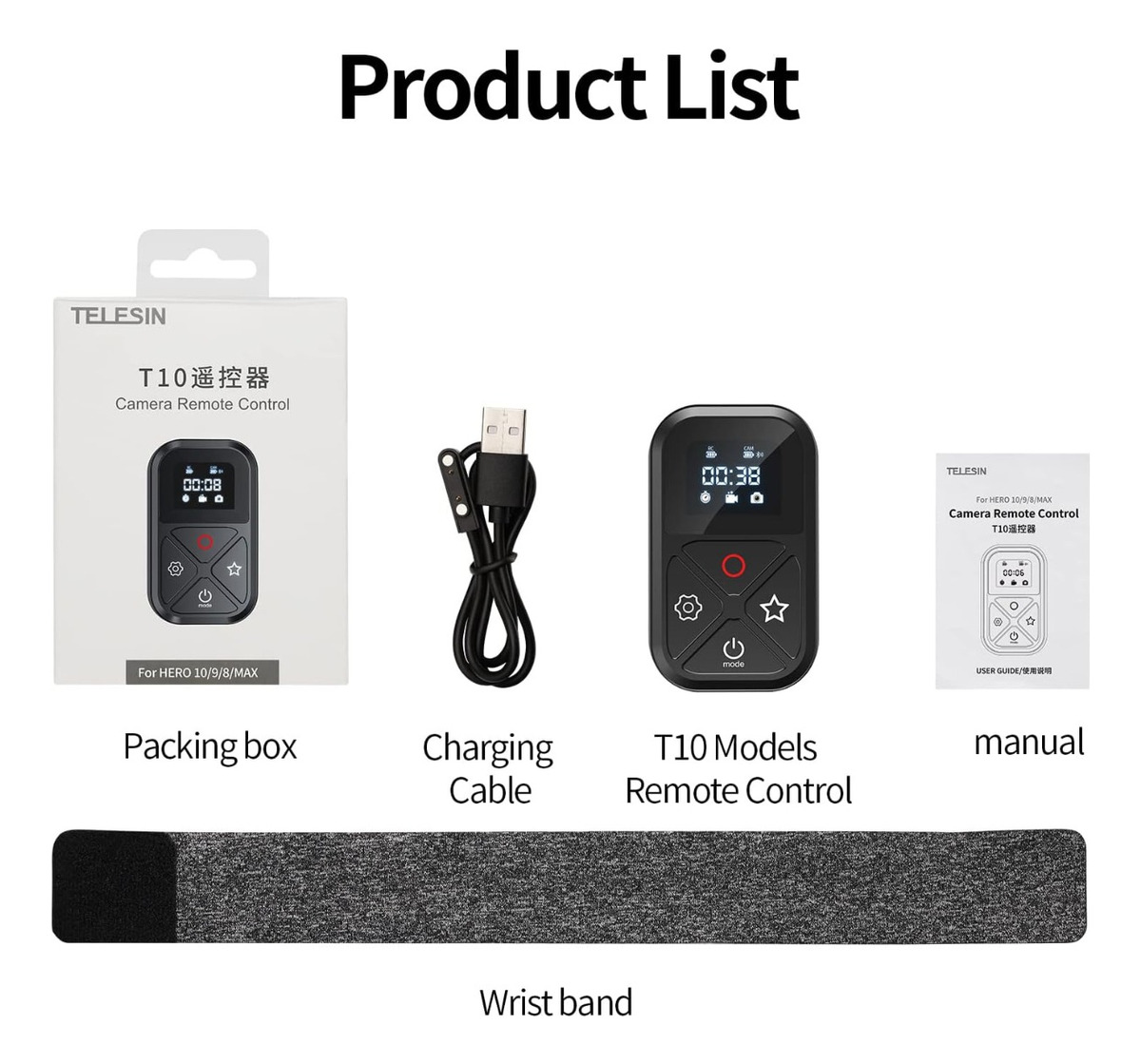 CONTROL REMOTO TELESIN SMART WIFI PARA GOPRO 12 11 10 9 MAX - 7