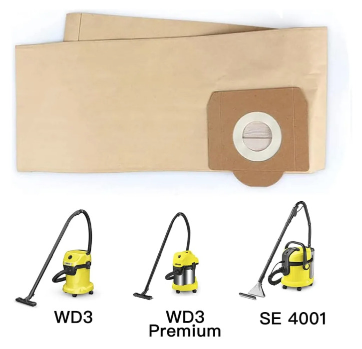 SET 5 BOLSAS PAPEL ASPIRADORA PARA KARCHER WD3-SE4001-NT 20 - 4