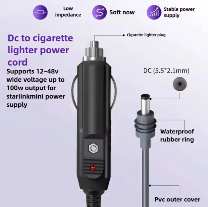 CABLE DE ALIMENTAC 3EN1 DC A TIPO-C PARA STARLINK MINI IP65 GRIS OSCURO AGREGAR A FAVORITOS - 2
