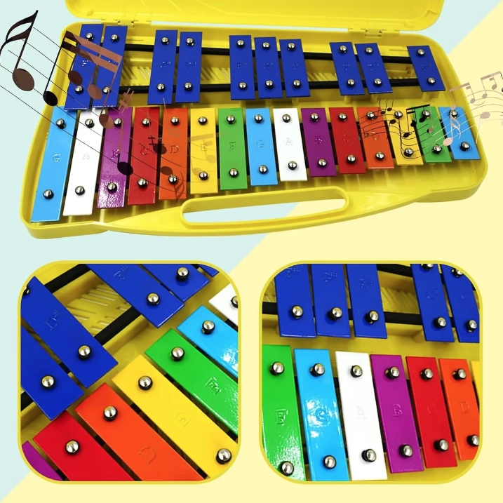METALOFONO 25 NOTAS CROMATICO DIDACTICO INFANTIL AMARILLO AMARILLO - 3
