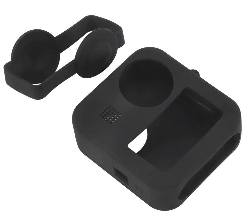 FUNDA SILICONA PARA GOPRO MAX 360 + TAPA LENTE ANTIPOLVO NEGRO - 4