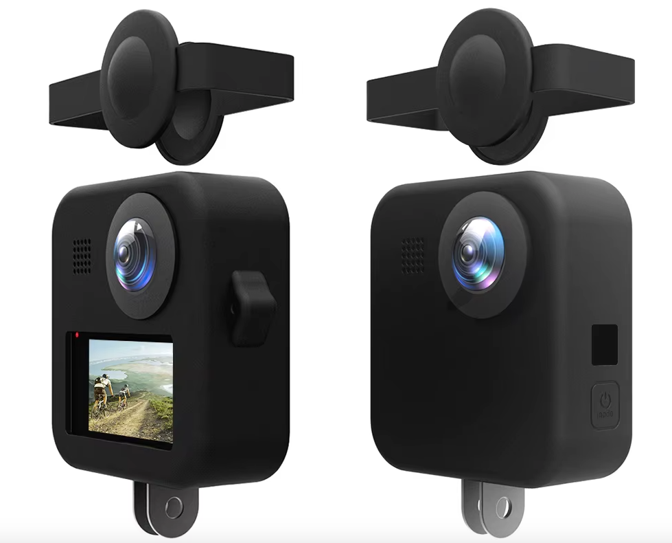 FUNDA SILICONA PARA GOPRO MAX 360 + TAPA LENTE ANTIPOLVO NEGRO - 6