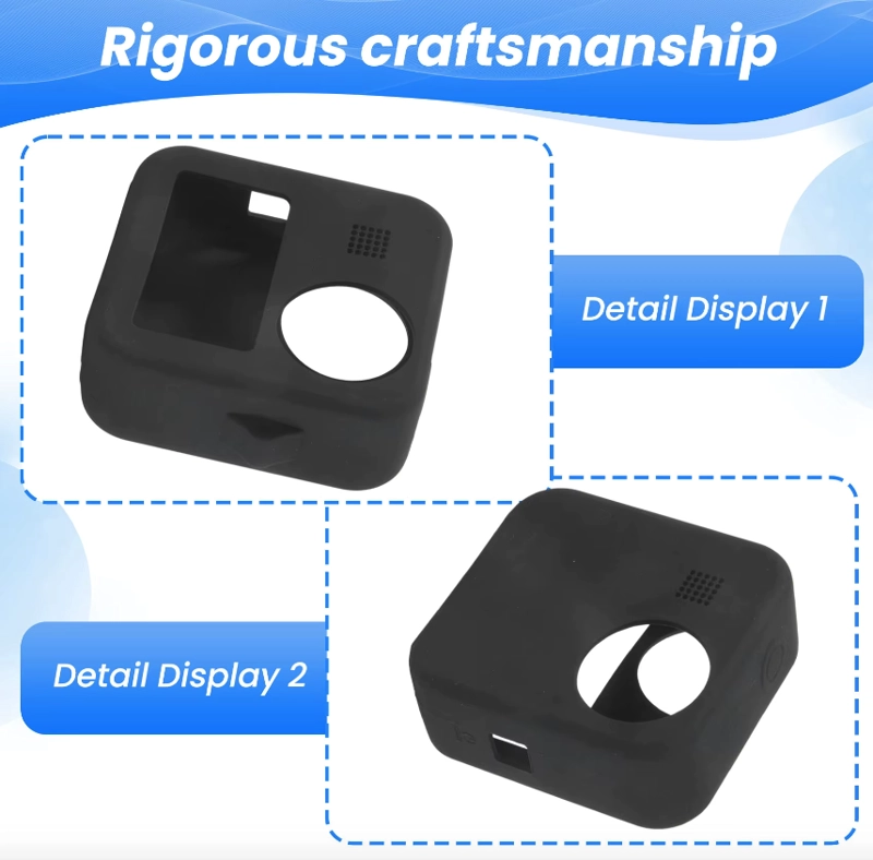 FUNDA SILICONA PARA GOPRO MAX 360 + TAPA LENTE ANTIPOLVO NEGRO - 9