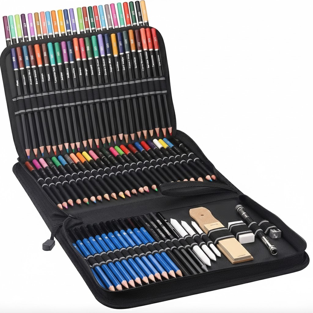 KIT DIBUJO PROFESIONAL 96 PIEZAS CON ESTUCHE 72 LAPICES - 1