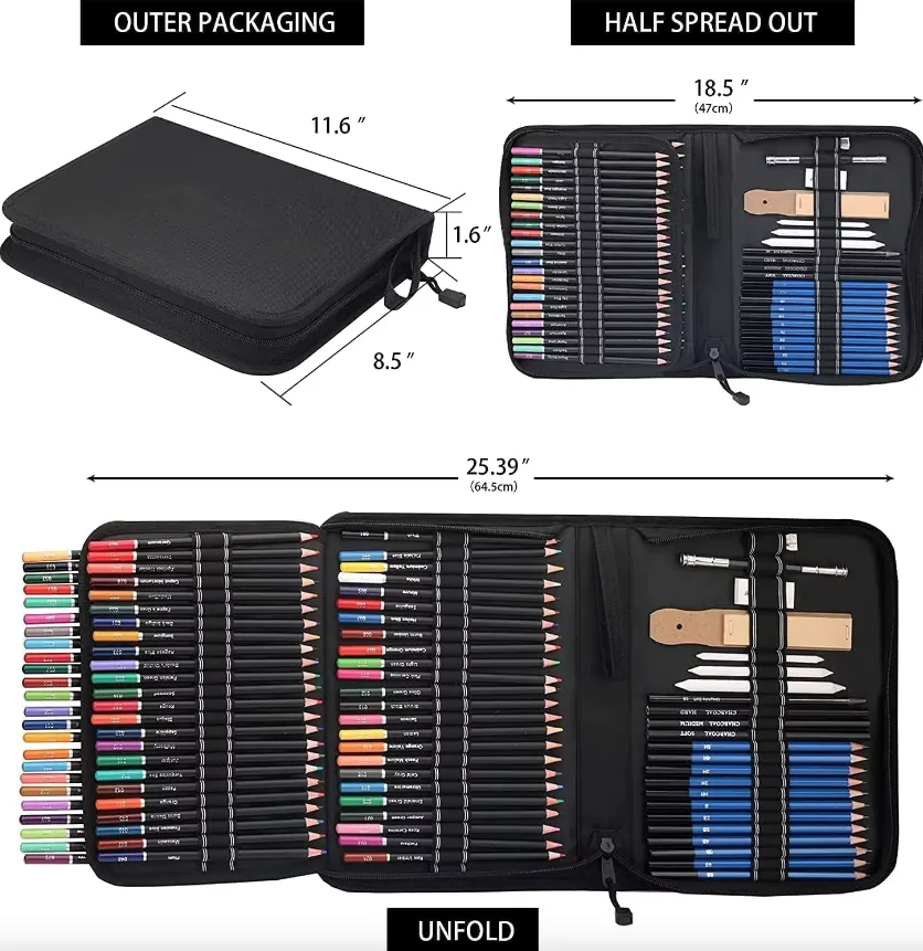 KIT DIBUJO PROFESIONAL 96 PIEZAS CON ESTUCHE 72 LAPICES - 2