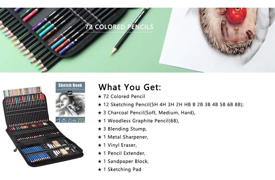 KIT DIBUJO PROFESIONAL 96 PIEZAS CON ESTUCHE 72 LAPICES - 3