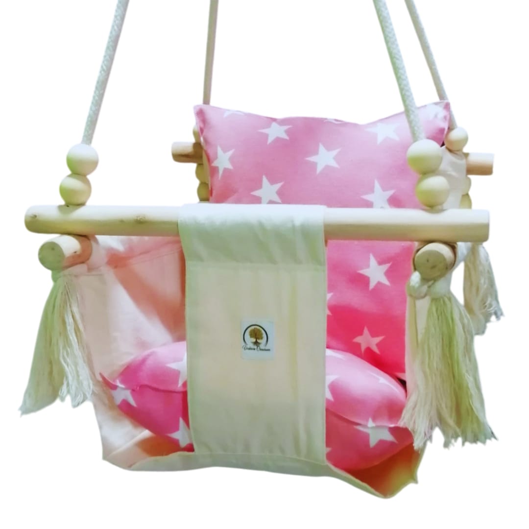 Ripley - COLUMPIO VERKIARA CREACIONES BEBÉ ROSADO /MECEDOR ERGONÓMICO CRUDO