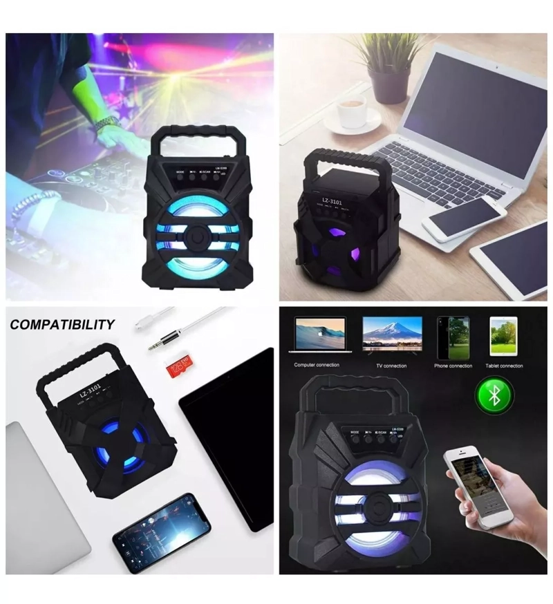 MINI PARLANTE PORTÁTIL BLUETOOTH CON LUCES LED 5W LM-S399 - 2