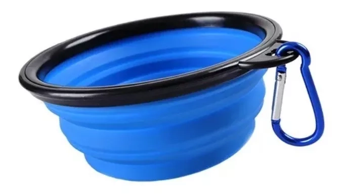 PLATO PLEGABLE MASCOTAS PORTÁTIL AGUA COMIDA 12 CM COLORES - 1