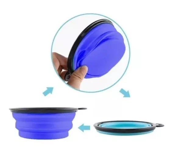 PLATO PLEGABLE MASCOTAS PORTÁTIL AGUA COMIDA 12 CM COLORES - 3