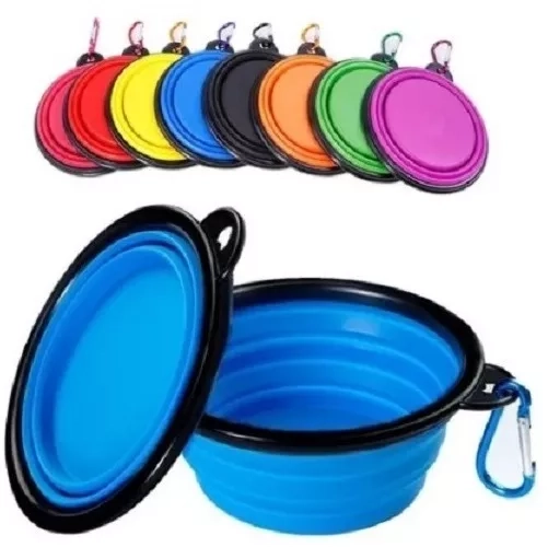 PLATO PLEGABLE MASCOTAS PORTÁTIL AGUA COMIDA 12 CM COLORES - 2
