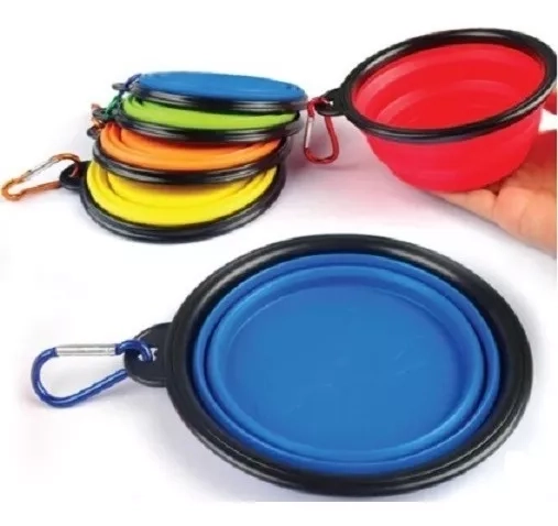 PLATO PLEGABLE MASCOTAS PORTÁTIL AGUA COMIDA 12 CM COLORES - 3