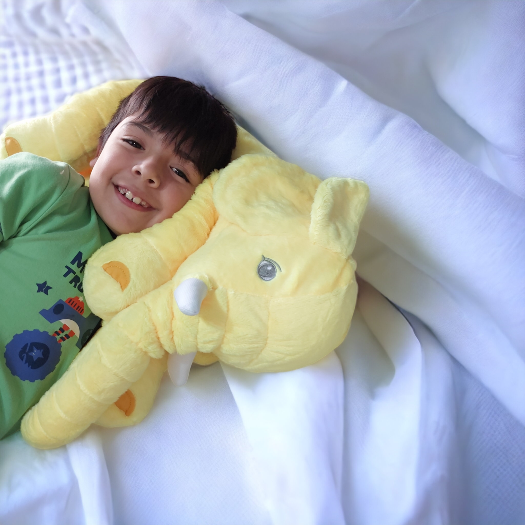 ALMOHADA TUTIHOGAR PELUCHE ELEFANTE APEGO BEBÉS NIÑOS 60 CM FELPA AMARILLO - 1