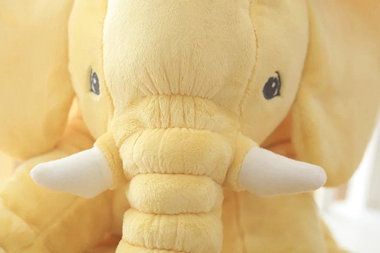 ALMOHADA TUTIHOGAR PELUCHE ELEFANTE APEGO BEBÉS NIÑOS 60 CM FELPA AMARILLO - 3