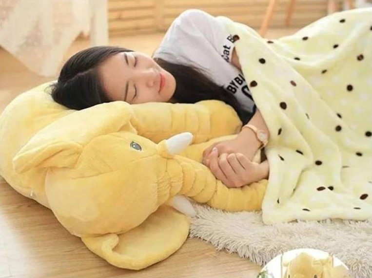 ALMOHADA TUTIHOGAR PELUCHE ELEFANTE APEGO BEBÉS NIÑOS 60 CM FELPA AMARILLO - 4