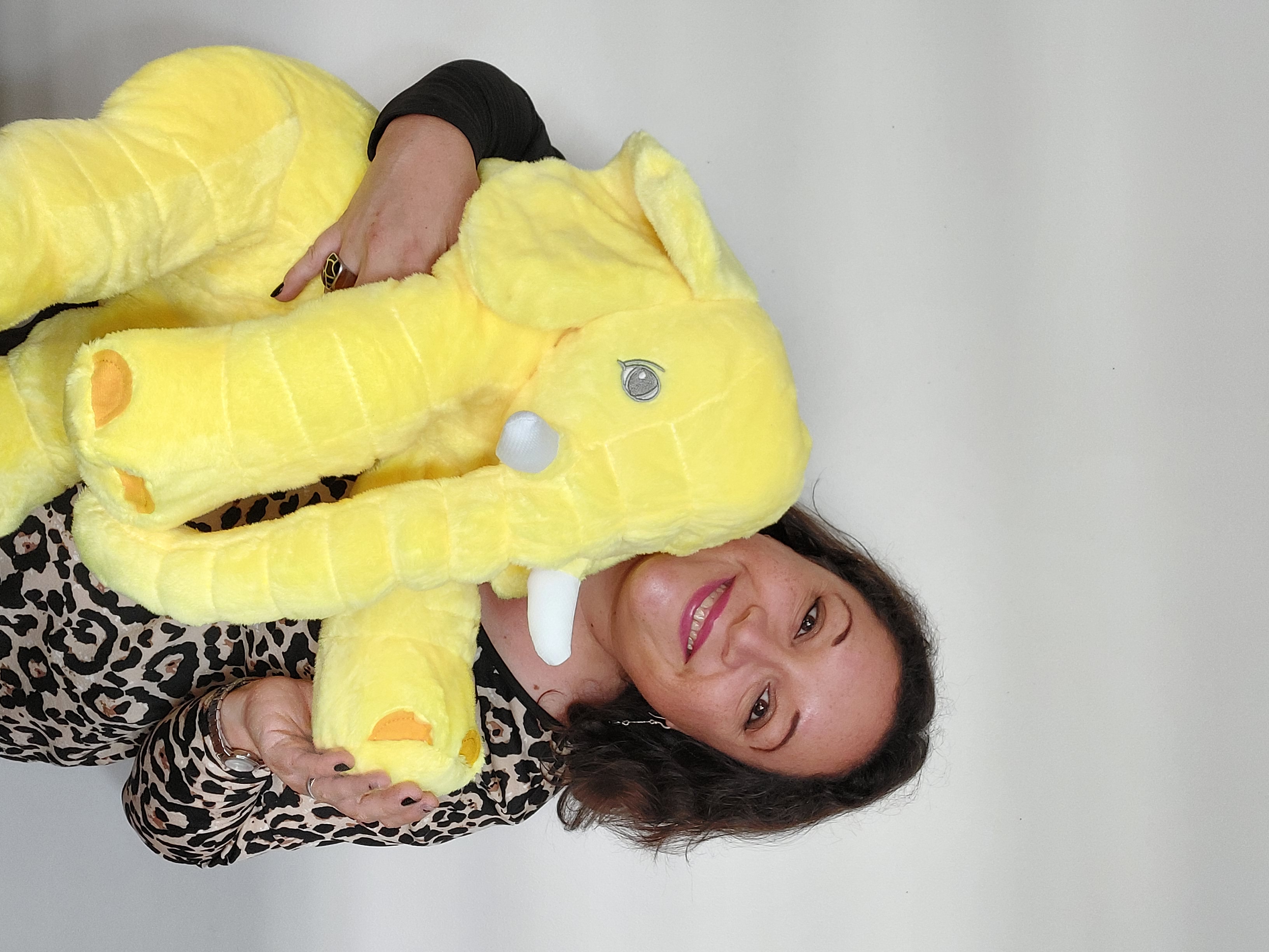ALMOHADA TUTIHOGAR PELUCHE ELEFANTE APEGO BEBÉS NIÑOS 60 CM FELPA AMARILLO - 5