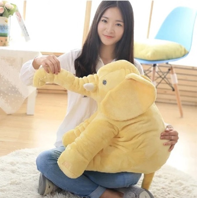 ALMOHADA TUTIHOGAR PELUCHE ELEFANTE APEGO BEBÉS NIÑOS 60 CM FELPA AMARILLO - 6