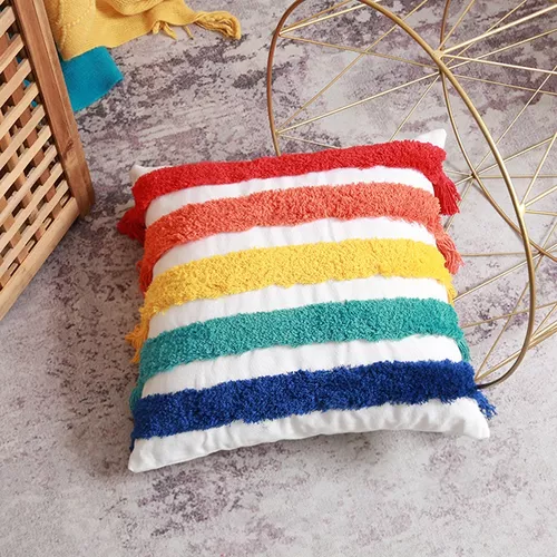 FUNDA COJÍN TUTIHOGAR PACK 2 BOHO MARROQUI BORDADA DECORATIVAS BOHO ARCOIRIS MULTICOLOR - 4