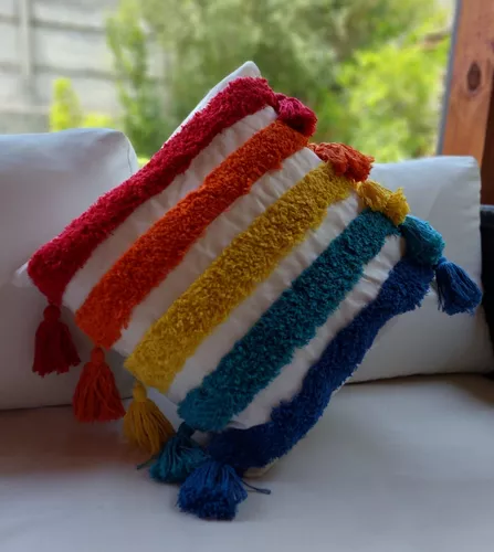FUNDA COJÍN TUTIHOGAR PACK 2 BOHO MARROQUI BORDADA DECORATIVAS BOHO ARCOIRIS MULTICOLOR - 6