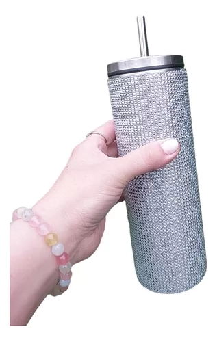 VASO TUTIHOGAR BOTELLA CON BRILLANTES INCLUYE BOMBILLA 600ML - 1