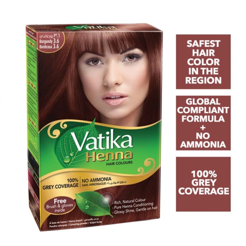 TINTURA CABELLO VATIKA NATURALS 6 SACHETS HENNA COLORACIÓN BORGOÑA - 3