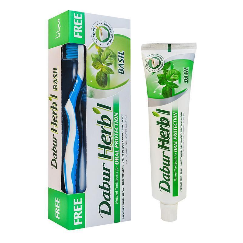 PACK DABUR AMLA PASTA DENTAL HERB'L ALBAHACA + CEPILLO DE DIENTES - 1