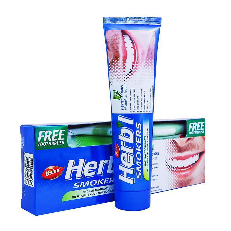 PACK DABUR AMLA PASTA DENTAL HERB'L FUMADORES + CEPILLO DE DIENTES - 1