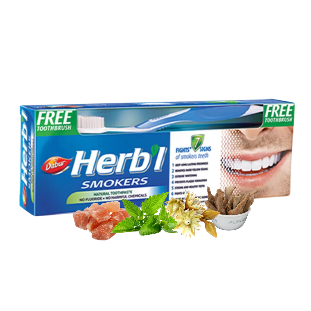 PACK DABUR AMLA PASTA DENTAL HERB'L FUMADORES + CEPILLO DE DIENTES - 3