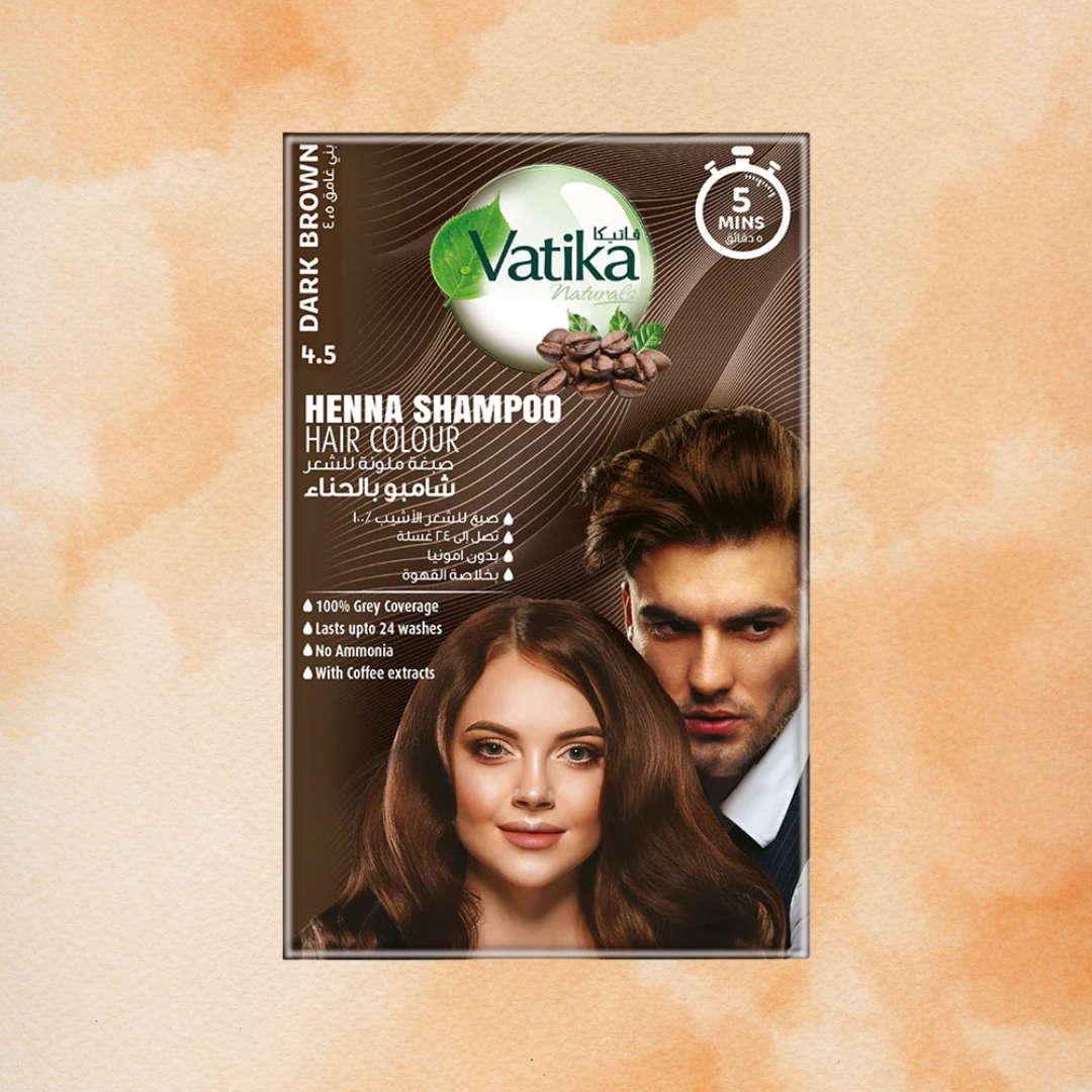 VATIKA HENNA COLOUR SHAMPOO DARK BROWM 20 ML X SACHETS - 2