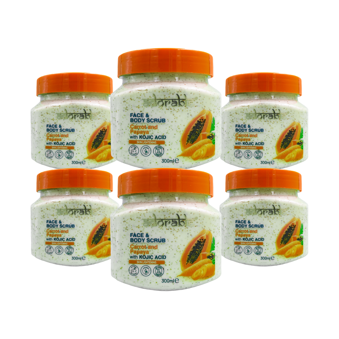 PACK ADORABLE 6 EXFOLIANTES ZANAHORIA-PAPAYA & ÁCIDO KÓJICO 300ML - 1