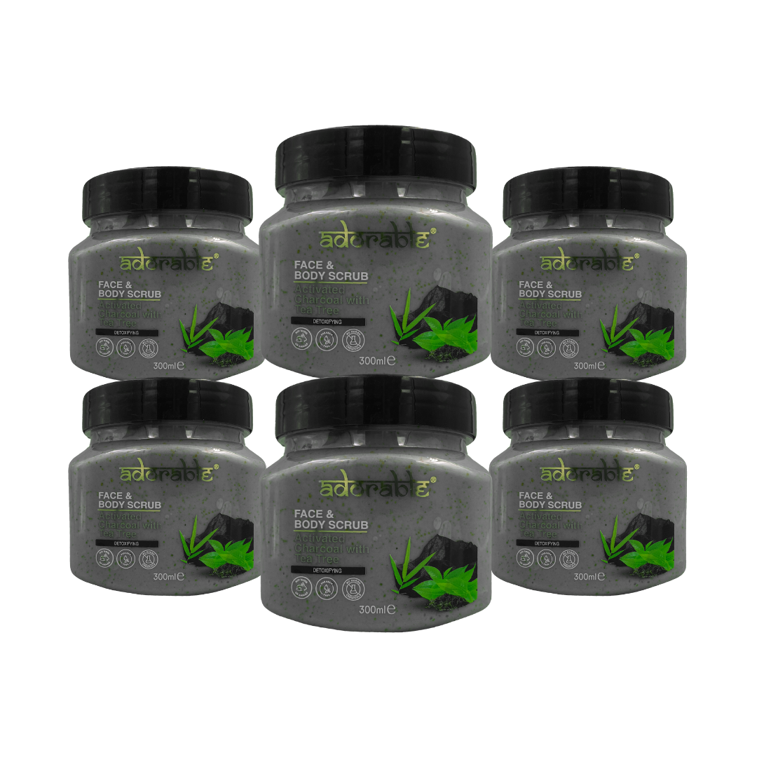 PACK ADORABLE 6 EXFOLIANTES CARBÓN ACTIVO&ÁRBOL DE TÉ 300ML - 1