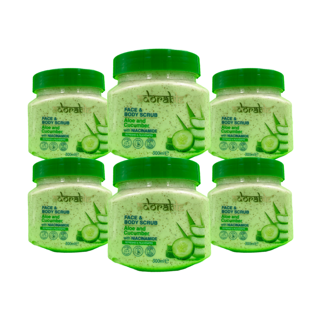 PACK ADORABLE 6 EXFOLIANTE ALOE VERA-CUCUMBER & VIT B3 300ML - 1