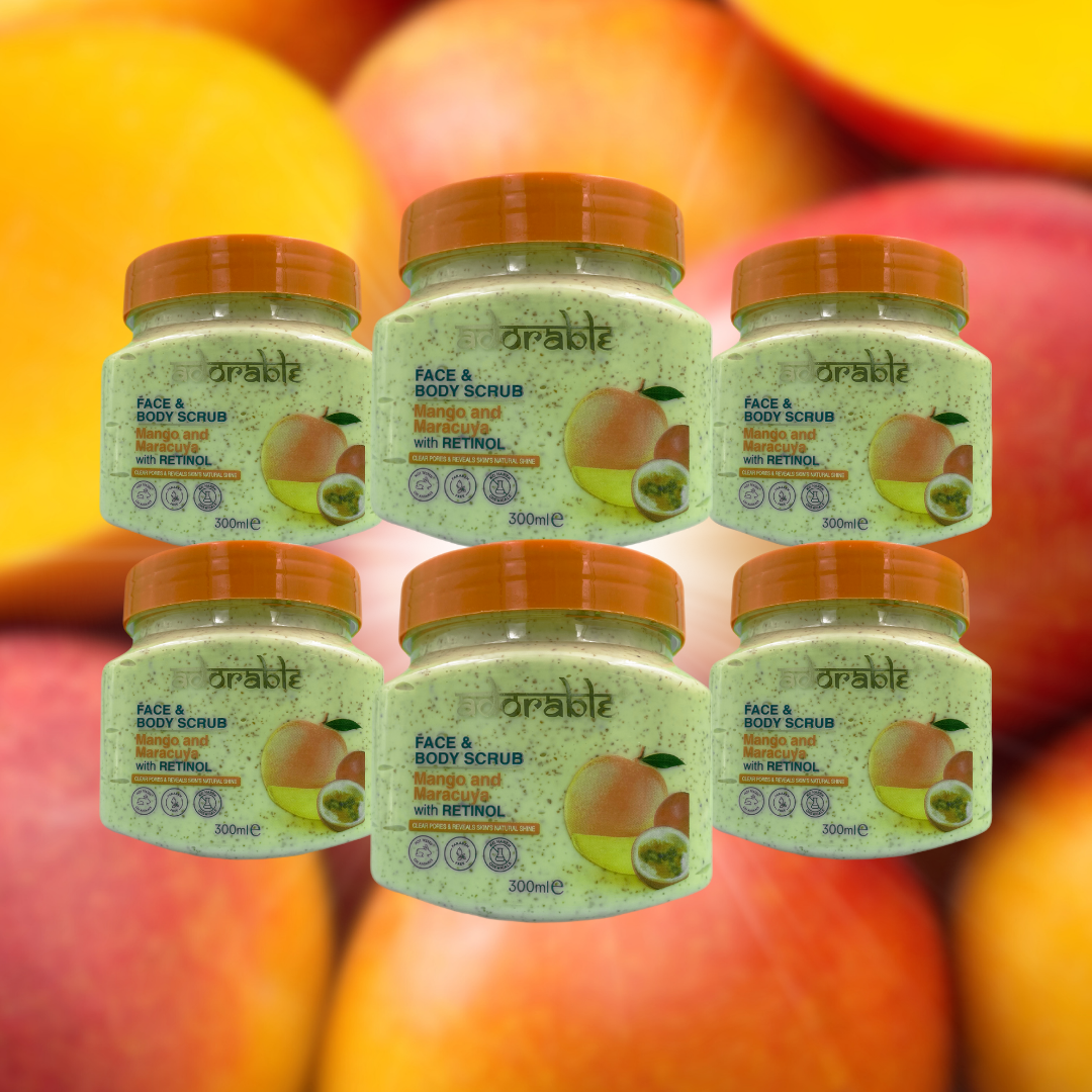 PACK ADORABLE 6 EXFOLIANTES MANGO-MARACUYA & RETINOL 300 ML - 2