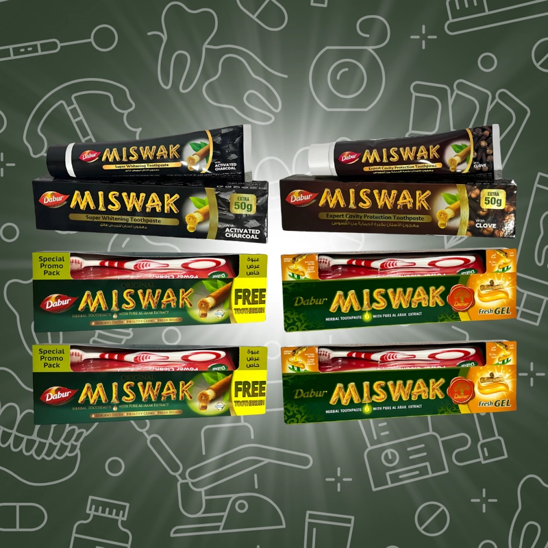 PACK #5 (6 UDS) PASTA DENTAL DABUR MISWAK SURTIDOS - 2