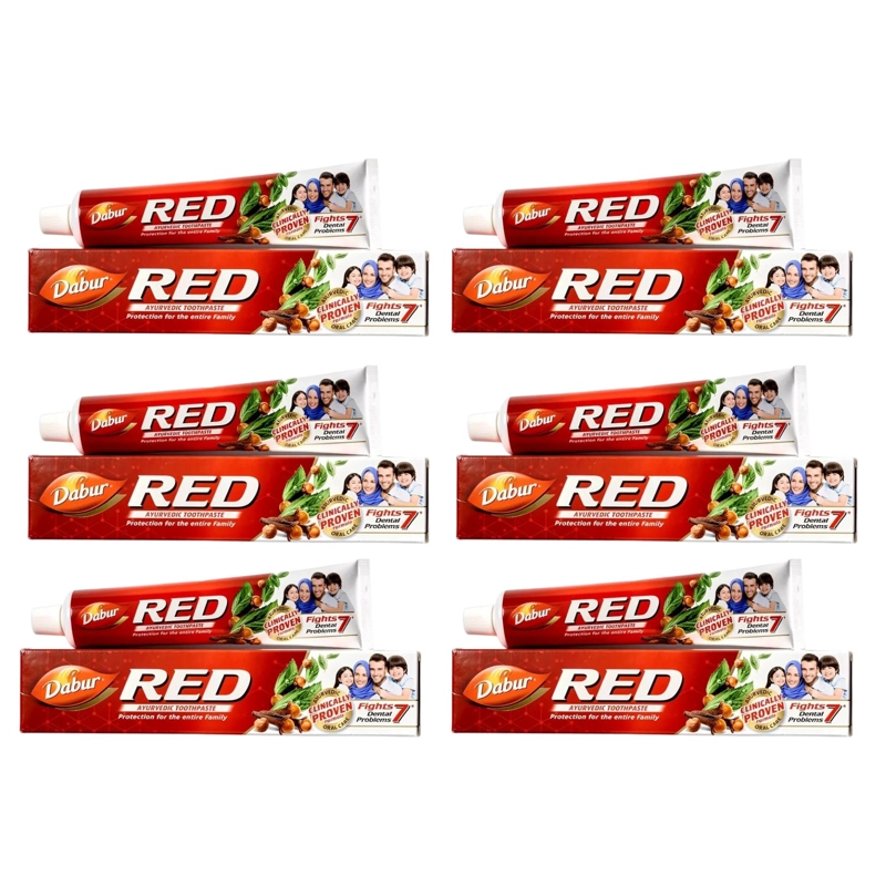 PACK 6 UDS PASTA DENTAL DABUR RED 100 GR - 1