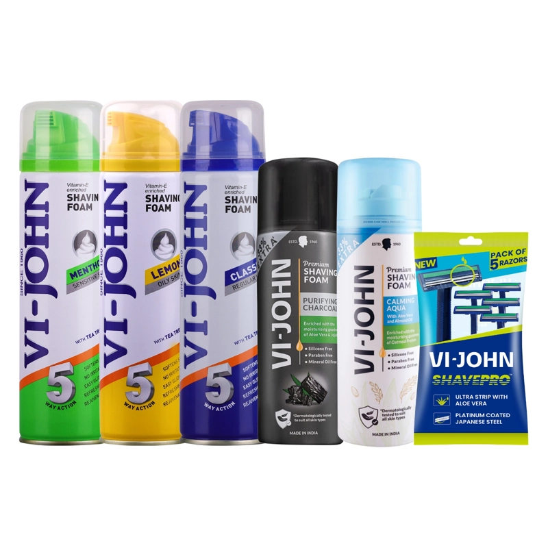 PACK 5 ESPUMAS DE AFEITAR 200 GR + MAQUINA DESECHABLE 5 UDS - 1