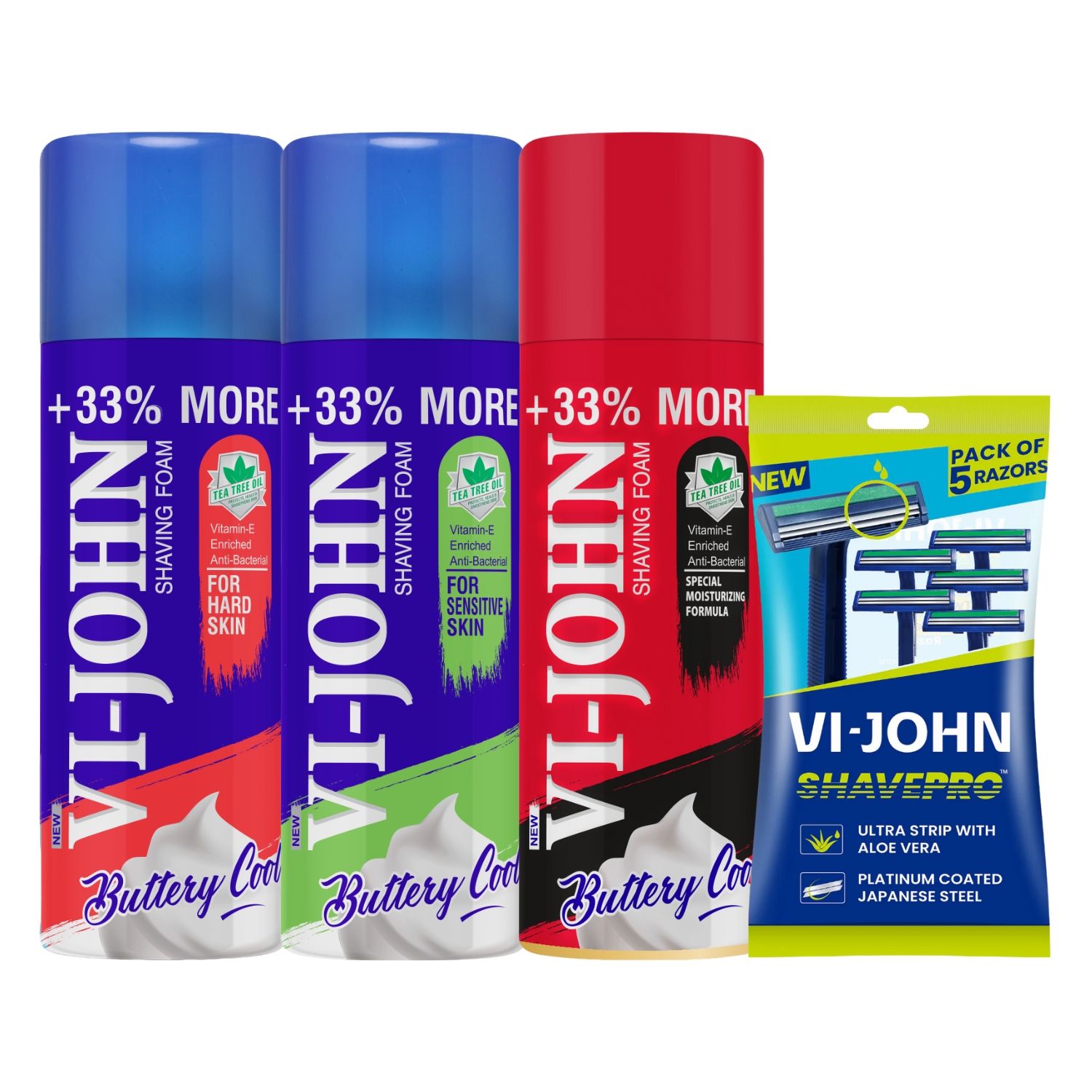 PACK 3 ESPUMAS DE AFEITAR 400 GR + MAQUINA DESECHABLE 5 UDS - 1