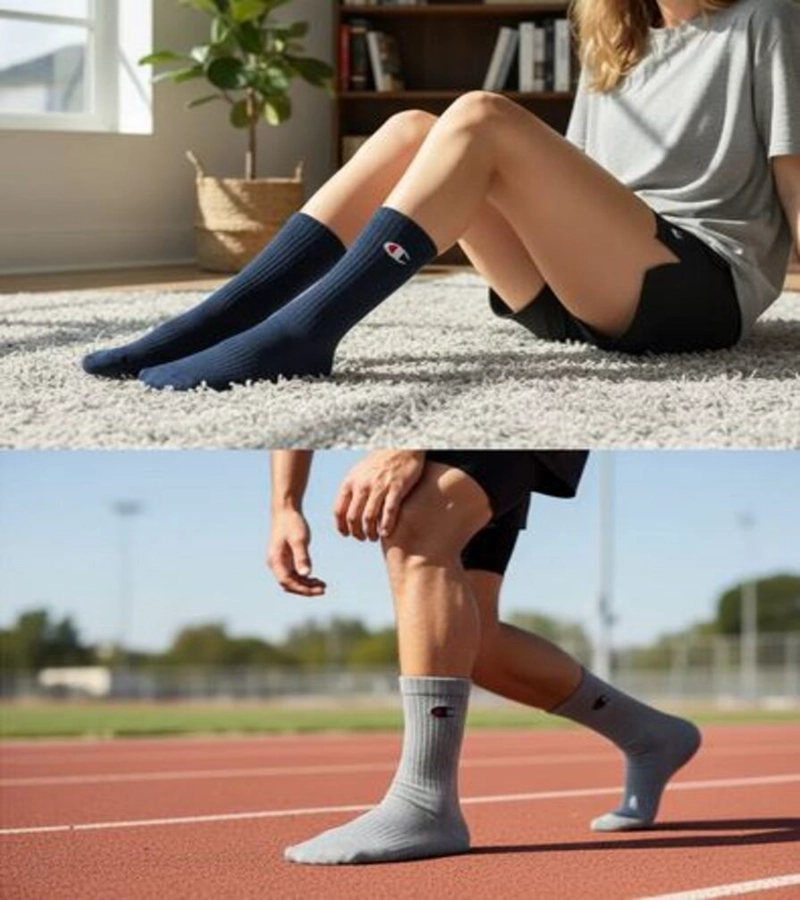 CALCETINES MEDIAS CHAMPION 3 PARES CREW 3P NAVY - 4