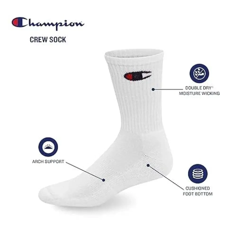 CALCETINES MEDIAS CHAMPION 3 PARES CREW 3P WHT - 6