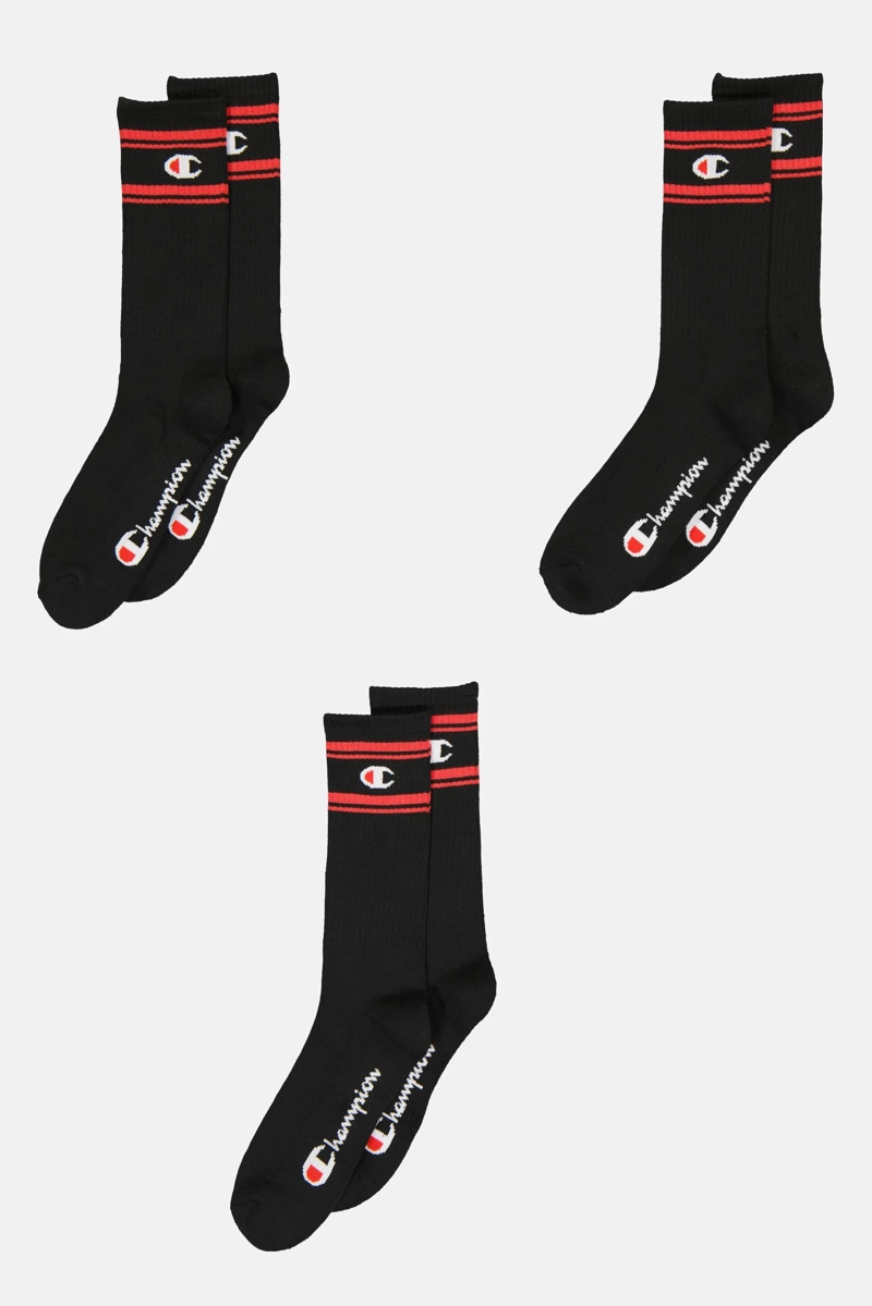 PACK 3 PARES CALCETINES CHAMPION UNISEX NEGRO DEPORTIVOS RED - 3