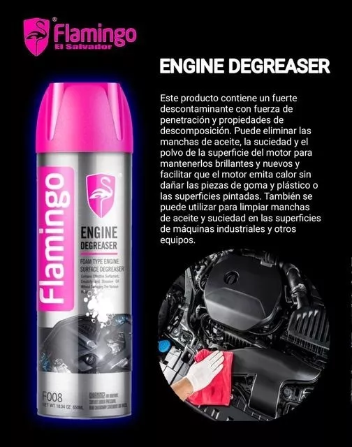 DESENGRASANTE DE MOTOR EN ESPUMA 650 ML FLAMINGOCHILE - 4