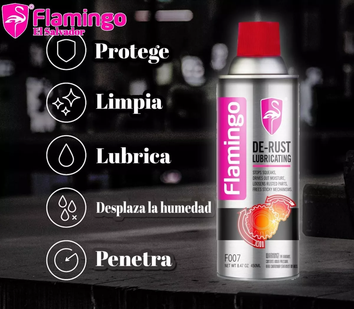 LUBRICANTE MULTIPROPOSITO (SÍMIL WD-40) 450 ML FLAMINGOCHILE - 5