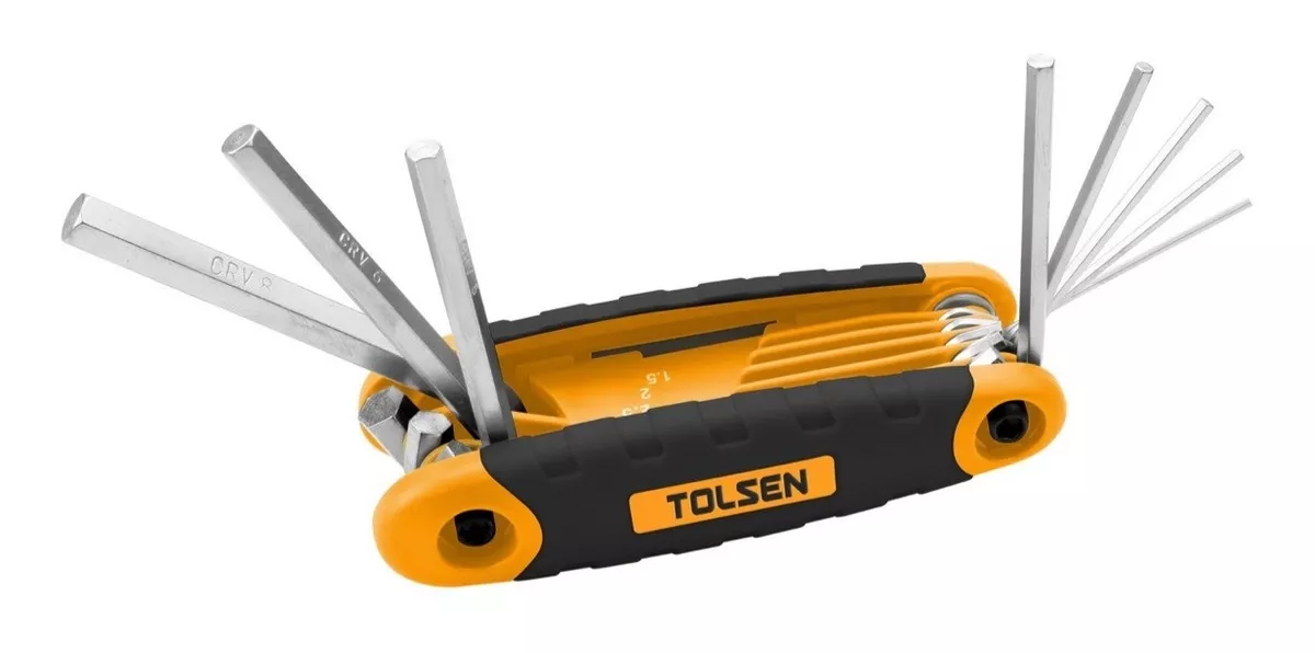 SET HERRAMIENTAS TOLSEN LLAVE 9 PIEZAS ALLEN PLEGABLE JUEGOUSO PROFESIONAL - 1