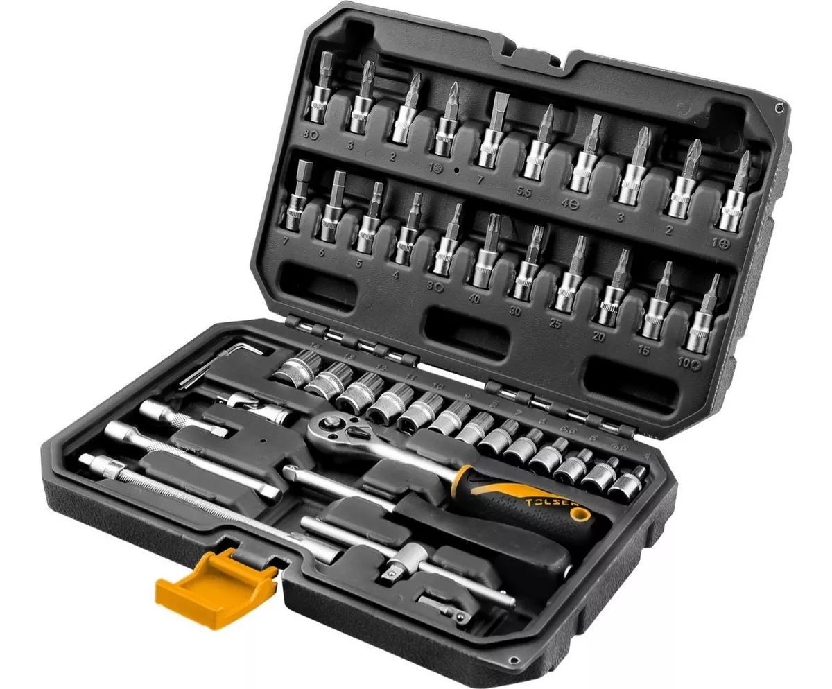 SET HERRAMIENTAS TOLSEN DADOS 46 PIEZAS CHICHARRA 1/4 AUTOCARS - 1