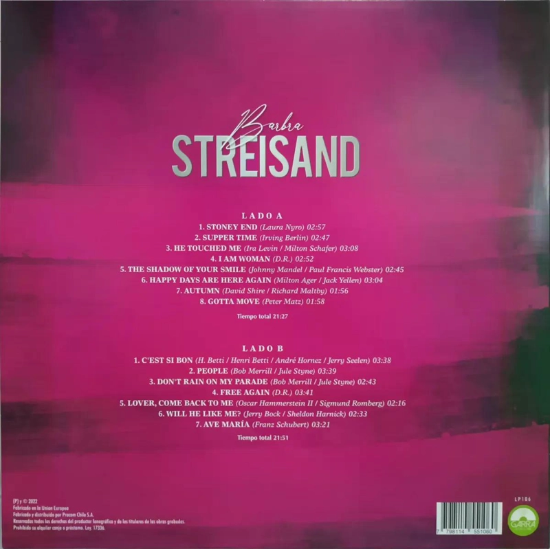 VINILO BARBRA STREISAND/ GRANDES CANCIONES 1LP - 3